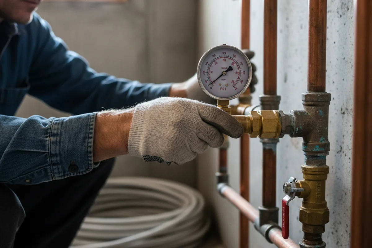 Pressure testing a repaired line during Water Line Repair in Haysville
